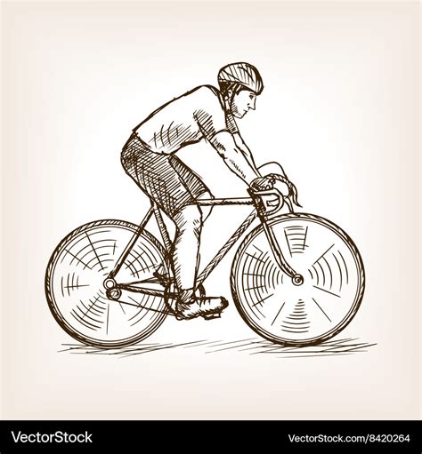 Cycle racer on bicycle sketch Royalty Free Vector Image