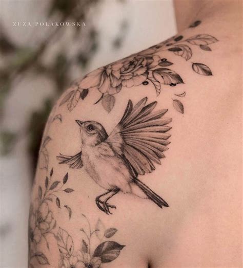 Bird Tattoos On Front Shoulder