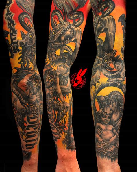 Hell Woodcut Sleeve tattoo by Jackie Rabbit by jackierabbit12 on DeviantArt