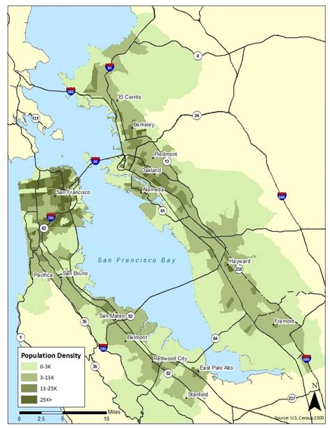 Bay area population density map - Map of bay area population density ...