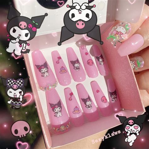 Kawaii Kuromi Jelly Pink / Japanese Nails / False Nails / 3d | Etsy