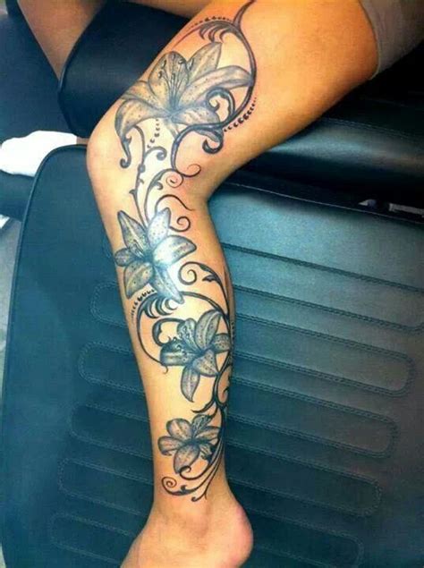 Flowers & vines leg piece | Leg tattoos women, Best leg tattoos, Flower ...