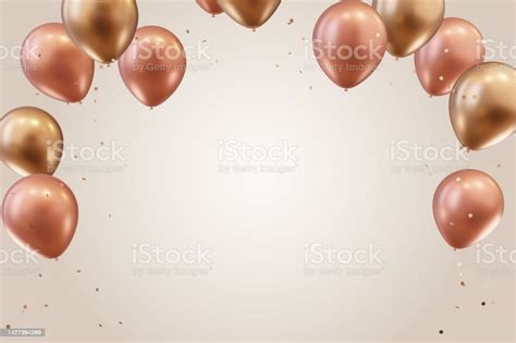 Gold And Pink Balloons Pastel Pink Background Stock Photo - Download ...