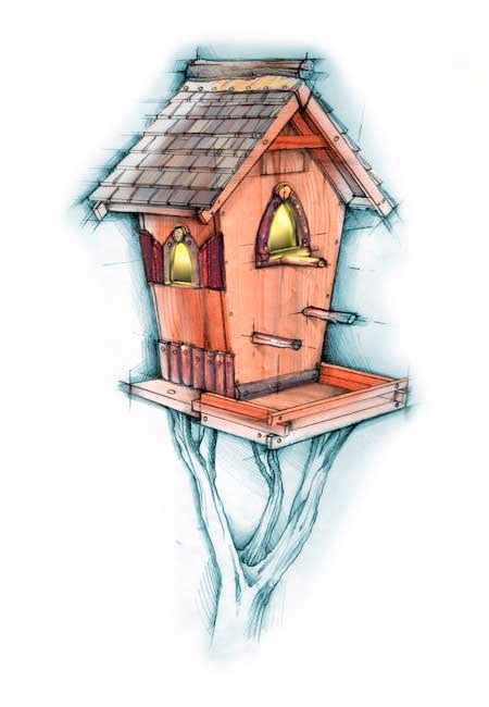 Birdhouse Drawing at PaintingValley.com | Explore collection of Birdhouse Drawing