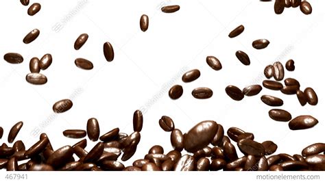 Coffee Beans Falling Down With Slow Motion Over White Stock Animation | Royalty-Free Stock ...