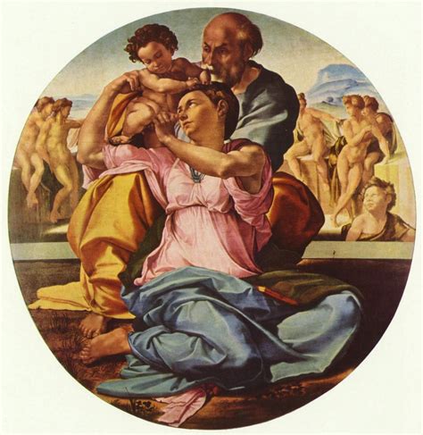 Michel-Ange, Sainte Famille. | Michelangelo paintings, Michelangelo ...