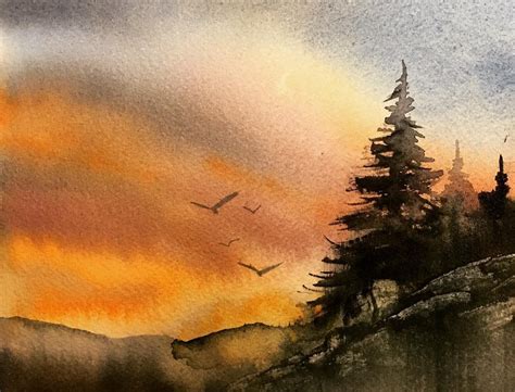 Just another mountain sunset. in 2023 | Mountain sunset, Watercolor mountains, Beautiful landscapes