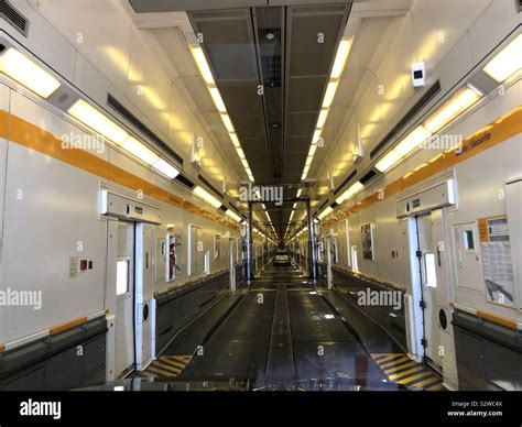 Interior of channel tunnel car train Stock Photo - Alamy