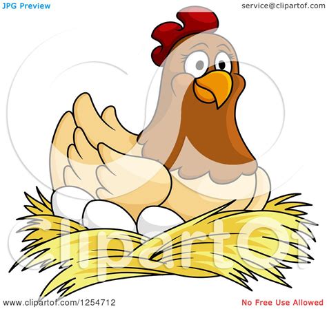 Clipart of a Happy Hen Nesting on Eggs - Royalty Free Vector Illustration by Vector Tradition SM ...