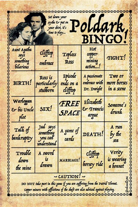 'Poldark' bingo cards: Cliffs! Death! Shirtless Ross! Bingo!