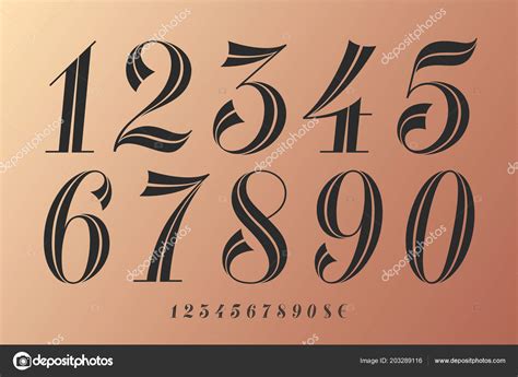 Fonte Numbers Fonte Elegante Clássica Números Com Design Vintage Contemporâneo vetor(es) de ...