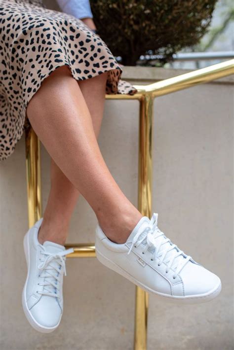 How to Style Sneakers with Skirts and Dresses — bows & sequins | White leather tennis shoes ...