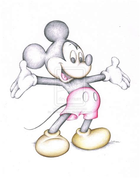 Mickey Mouse Disney Cartoon Art Colour Pencil Drawing High Quality Signed A4 Print frame Not ...