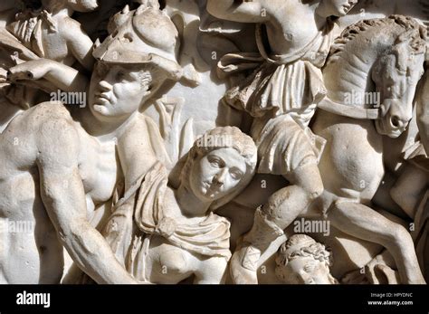 Bas relief sculpture ancient roman soldiers hi-res stock photography ...