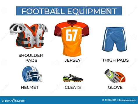 Special Equipment for Professional Football Player Set Stock Vector - Illustration of dynamic ...