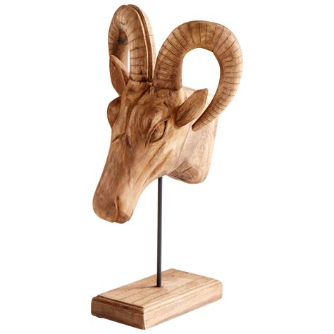 Cyan Design 10075 Iron and Wood Ibex Goat Head Statue - Natural | eBay