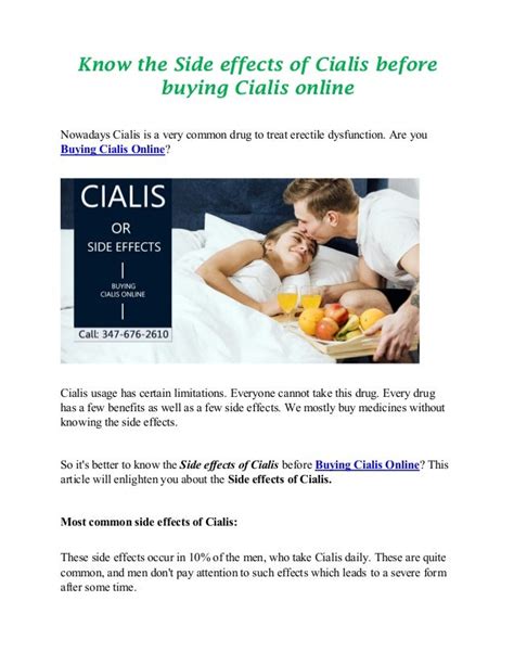 Know the side effects of cialis before buying cialis online