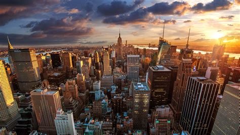 New York Cityscape Sunset UHD 4K Wallpaper | Pixelz