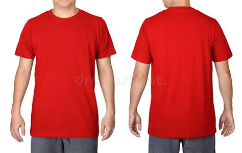 Red T-shirts Front and Back Used As Design Template. Stock Photo ...