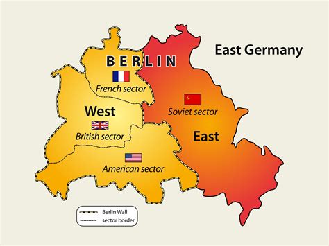 Map of Berlin wall (1961 - 1989) in Cold war. – Banknote World