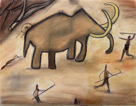 Stone Age Woolly Mammoth Pastel Painting. Stone Age Cave Art - Etsy New Zealand