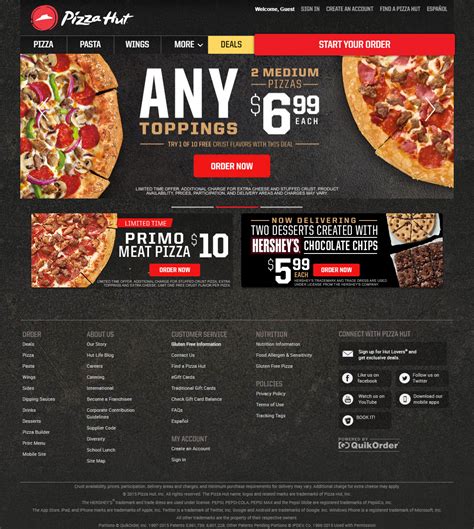 Pizza Hut in 2015 - Web Design Museum