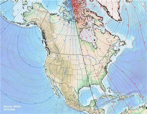 Declination Between Magnetic North and True North for US/Canada/Mexico [990 x 768 px] : MapPorn