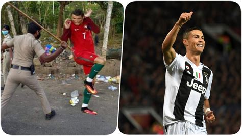 Fan Creates Funny Memes of Cristiano Ronaldo in India During Lockdown, CR7 'Tackling Police ...