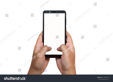 Hands Holding Black Phone On White Stock Photo 1474985795 | Shutterstock