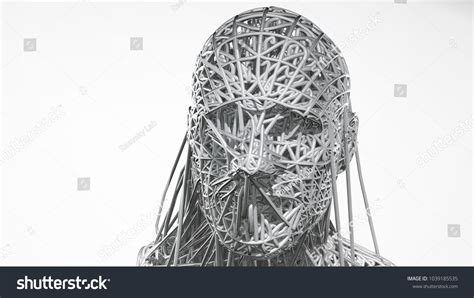 3d Rendering Cyborg Face On White Stock Illustration 1039185535