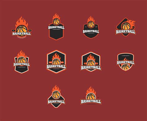 Basketball Logos Template Icon Set Vector Art & Graphics | freevector.com