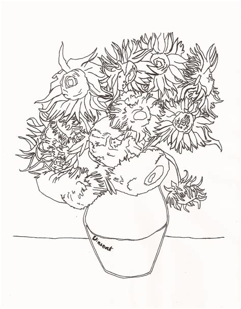 ️Van Gogh Sunflowers Coloring Page Free Download| Goodimg.co