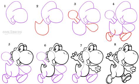 How To Draw Yoshi (Step by Step Pictures)