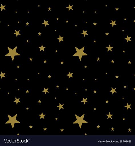 Dark pattern with gold stars on black background Vector Image