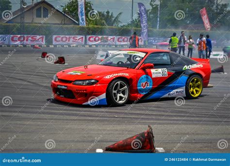 Nissan 180SX with Nissan Silvia S15 Front End Drift Car in a Drifting Event Editorial Stock ...