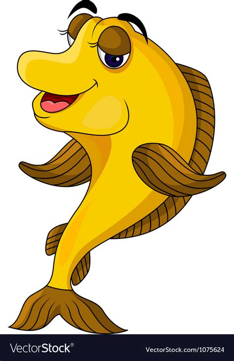 Funny yellow cartoon fish Royalty Free Vector Image