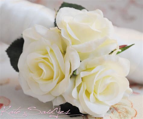 Wedding Corsage Silk Ivory Rose Pin Corsage