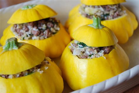 Stuffed Patty Pan Squash with Quinoa, Beef and Spinach