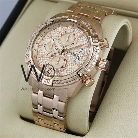 GUESS COLLECTION CHRONOGRAPH ROSE GOLD WITH STAINLESS STEEL ROSE GOLD BELT | Watches Prime