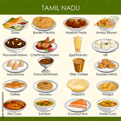 illustration of delicious traditional food of Tamil Nadu India Stock ...