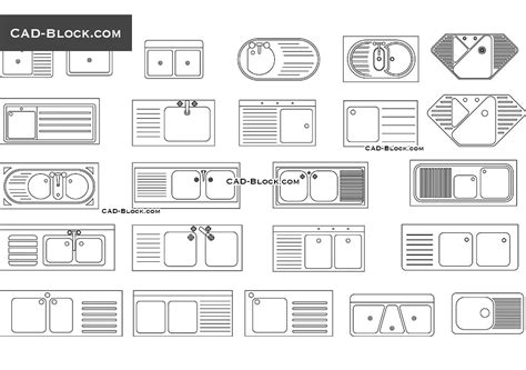 Kitchen Sink CAD blocks free download, DWG file