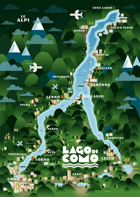 Lago di Como - Illustrated Map - Work - Warwicka Design & Art Direction +44 (0) 1332 224446 The ...