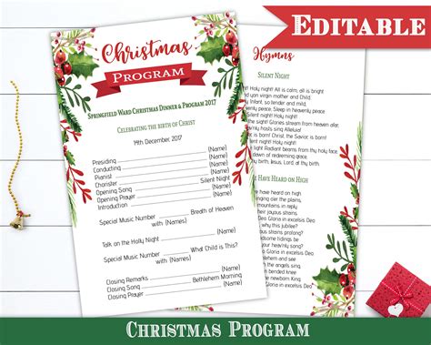 Printable Invitations, Printables, Baptism Program, Christmas Program ...