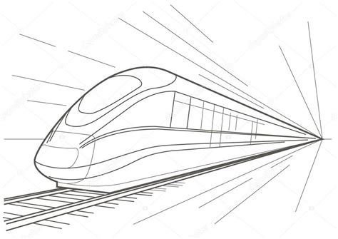 Linear sketch high speed train — Stock Vector © Tanok911 #106950412