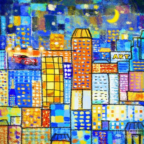 Abstract City Painting by Setsiri Silapasuwanchai