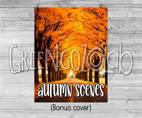 Autumn Scenes Coloring Book Pages for Adults, Charming Fall Grayscale ...