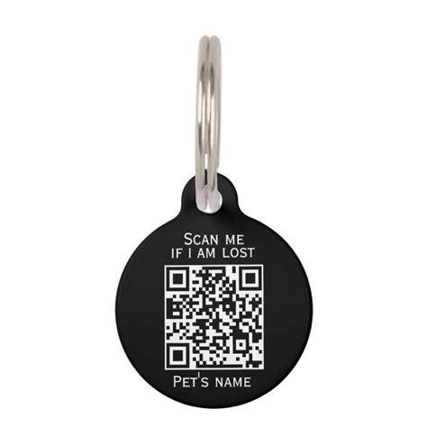 Custom qr code black dog collar Round Pet Tag | Zazzle.com