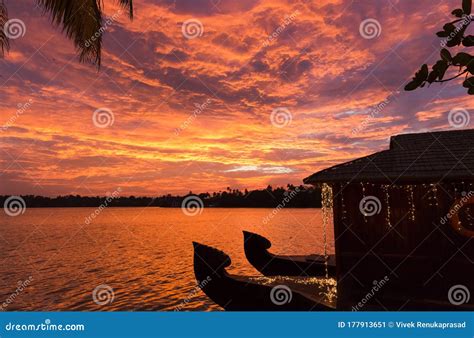 Sunset at Ashtamudi Lake in Kollam, Kerala, India. Gorgeous Summer Time Golden Hour Stock Image ...