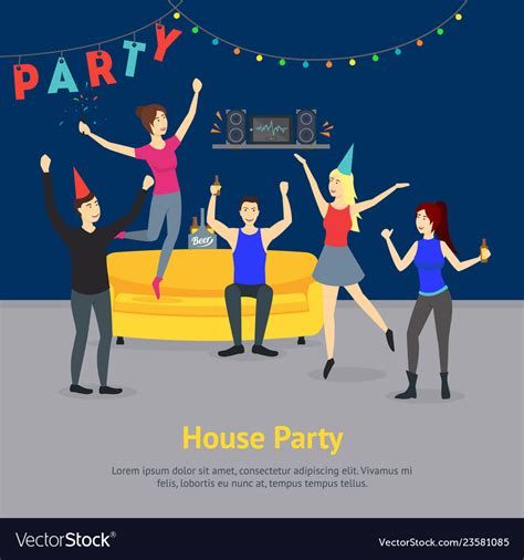 Cartoon happy people in party at home concept Vector Image