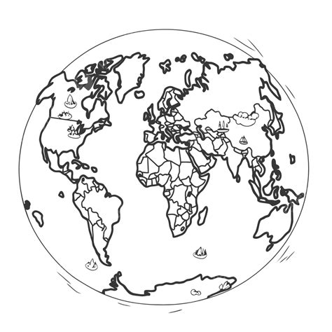 Map Of The World Black And White Printable